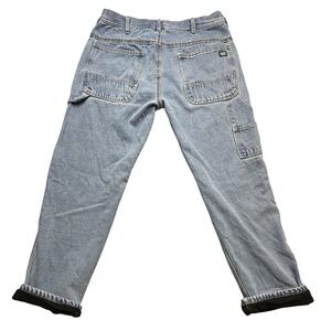 Key Jeans Mens 34x32 (33x29) Blue Fleece Lined Carpenter Workwear Denim Relaxed